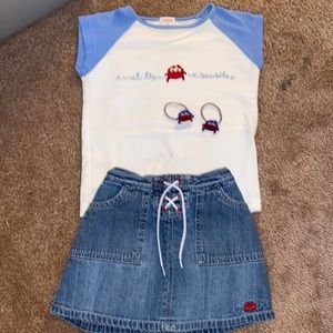 Vintage 2003 Gymboree Whale Watching Crab Outfit with Hair Ties
